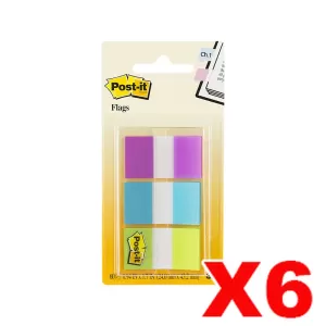6 x Post-It 680-PBG Flags 24 x 43mm Assorted Pack of 60 Flags
