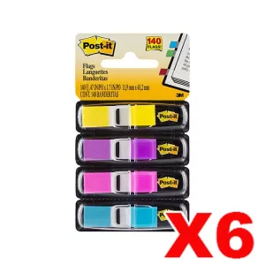 6 x Post-It 683-4AB Mini Flags 12 x 43mm Bright Colours Assorted Pack 140 Flags