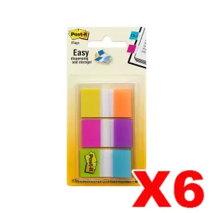 6 x Post-It 680-EG-ALT Flags Bright Assorted 25 x 43mm 60 Flags