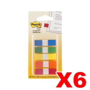 6 x Post-It 683-5CF Flags 11.9 x 43.2mm Assorted 100 Flags 5 Pack