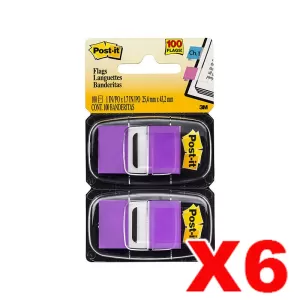 6 x Post-It 680-PU2 Flags Twin Pack 25 x 43mm Purple 50 Flags 2 Pack