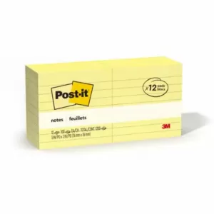 Post-It 630SS Lined Sticky Notes 76 x 76mm Yellow 100 Sheets 12 Pack