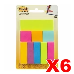 6 x Post-It 670-Combo Sticky Notes and Page Markers Assorted Pack