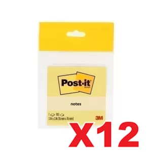 12 x Post-it 654-HBY Sticky Notes 76 x 76mm Yellow 100 Sheets