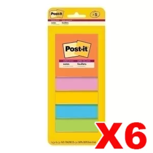 6 x Post-it 3321-5SSAU Super Sticky Notes 76 x 76mm Energy Boost 45 Sheets 5 Pack