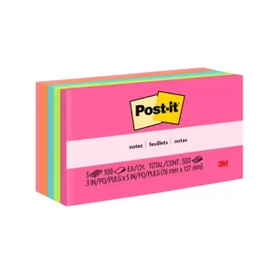 Post-It 655-5Pk Sticky Notes 76 x 127mm Capetown 100 Sheets 5 Pack