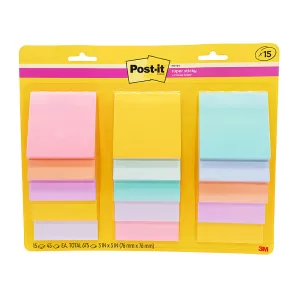 Post-It 654-15 Super Sticky Notes 76 x 76mm Assorted Colours 45 Sheets 15 pack