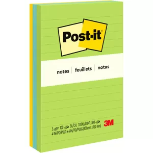 Post-It 660-3AU Lined Sticky Notes 101 x 152mm Jaipur 100 Sheets 3 Pack