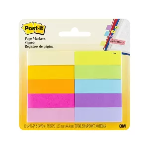 6 x Post-It 670-10AB Page Markers 12.7 x 44.4mm Assorted Colours 50 Sheets 10 Pack