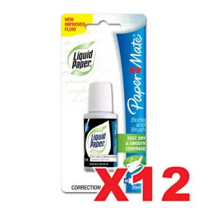 Paper Mate Liquid Paper Correction Fluid 20ml 12 Pack