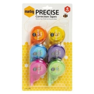 Marbig Precise Correction Tape Precise 4mm x 8m 6 Pack