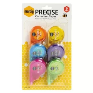 Marbig Precise Correction Tape Precise 4mm x 8m 6 Pack
