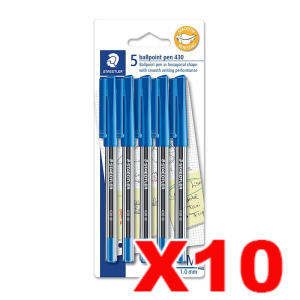 10 x Staedtler 430 Medium Ballpoint Pen 1.0mm Blue 5 Pack