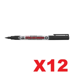 12 x Uni-Ball Super Ink Permanent Marker Black