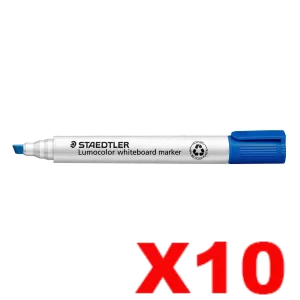 10 x Staedtler 351 Lumocolor Whiteboard Marker Chisel Tip Blue