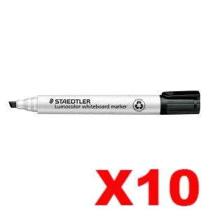 10 x Staedtler 351 Lumocolor Whiteboard Marker Chisel Tip Black