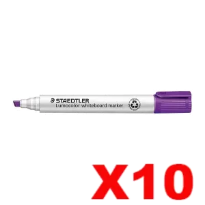 10 x Staedtler 351 Lumocolor Whiteboard Marker Chisel Tip Purple