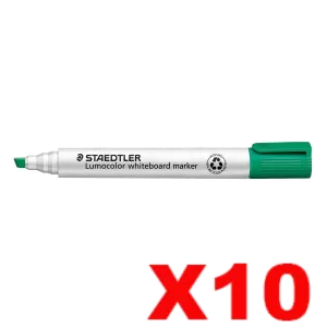 10 x Staedtler 351 Lumocolor Whiteboard Marker Chisel Tip Green