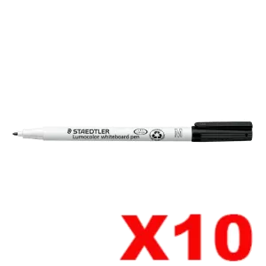 10 x Staedtler 301 Lumocolor Whiteboard Marker Pen Black