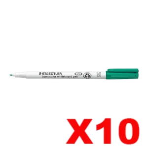 10 x Staedtler 301 Lumocolor Whiteboard Marker Pen Green