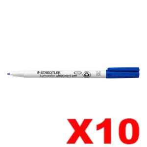 10 x Staedtler 301 Lumocolor Whiteboard Marker Pen Blue