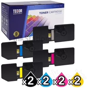 2 Sets of 4 Pack Compatible Kyocera TK-5244 Toner Cartridges Combo [2BK,2C,2M,2Y] - TECOR
