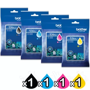 4-Pack Genuine Brother LC-536XL High Yield Ink Cartridges Combo [1BK, 1C, 1M, 1Y]