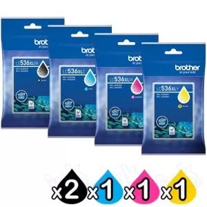 5-Pack Genuine Brother LC-536XL High Yield Ink Cartridges Combo [2BK, 1C, 1M, 1Y]