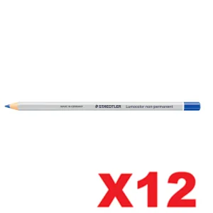 12 x Staedtler 108 Lumocolor Non-Permanent Dry Marking Pencil Blue