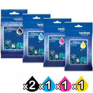 5-Pack Genuine Brother LC-536XXL Extra High Yield Ink Cartridges Combo [2BK, 1C, 1M, 1Y]