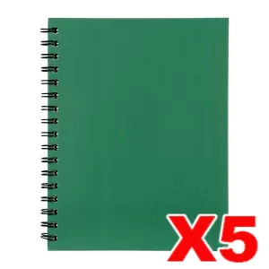 Spirax 511 Hard Cover Notebook A5 200 Page Green 5 Pack