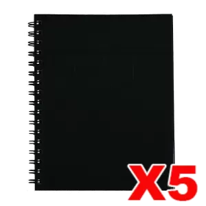 Spirax 511 Hard Cover Notebook A5 200 Page Black 5 Pack