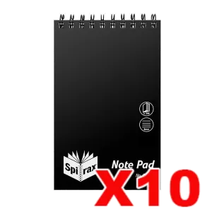 Spirax P563B PP Reporters Notebook 200 x 127mm 300 Page Black 10 Pack