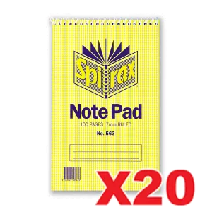 Spirax 563 Reporter Notebook 200 x 127mm 100 Page 20 Pack
