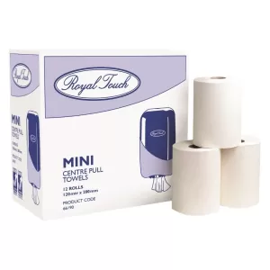 12 Rolls Royal Touch 1ply Mini Centre Pull Hand Towel 20cm x 120m