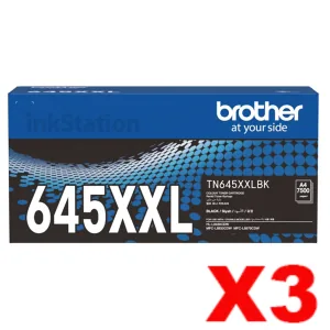 3 x Genuine Brother TN-645XXLBK Black Super High Yield Toner Cartridge - 7,500 pages