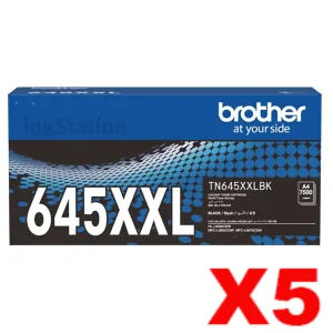 5 x Genuine Brother TN-645XXLBK Black Super High Yield Toner Cartridge - 7,500 pages