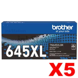 5 x Genuine Brother TN-645XLBK Black High Yield Toner Cartridge - 5,500 pages