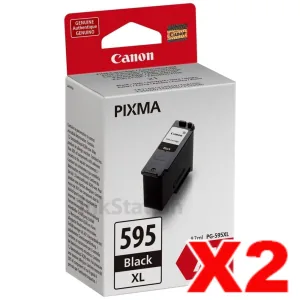 2 x Canon PG-595XL Genuine Black High Yield Ink Cartridge - 300 pages