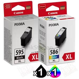 2-Pack Canon PG-595XL CL-586XL Genuine High Yield Ink Cartridges Combo [1Black + 1Colour]