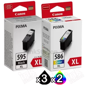 5-Pack Canon PG-595XL CL-586XL Genuine High Yield Ink Cartridges Combo [3Black + 2Colour]