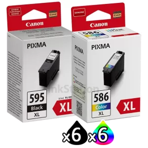 12-Pack Canon PG-595XL CL-586XL Genuine High Yield Ink Cartridges Combo [6Black + 6Colour]