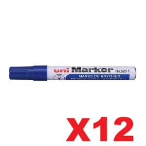 12 x Uni-Ball Permanent Marker Bullet Tip Blue