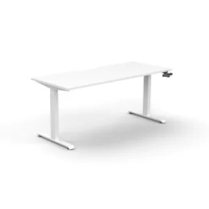 Boost Crank Single Sided Workstation - 1500mm W x 750mm D - Natural White Top & White Satin Frame - Without Cable Tray - Without Screen