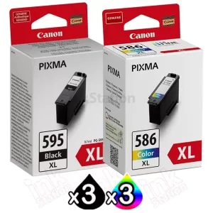 6-Pack Canon PG-595XL CL-586XL Genuine High Yield Ink Cartridges Combo [3Black + 3Colour]