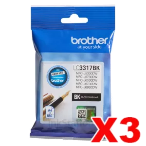3 x Genuine Brother LC-3317BK Black Ink Cartridge - 550 pages