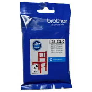 Genuine Brother LC-3319XLC High Yield Cyan Ink Cartridge - 1,500 pages