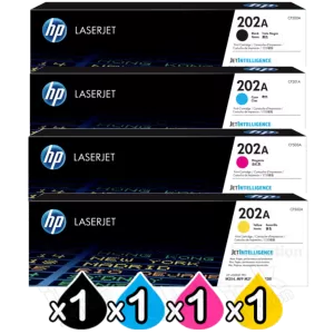 4 Pack HP CF500A-CF503A (202A) Genuine Toner Cartridges [1BK,1C,1M,1Y]