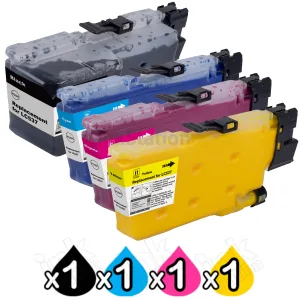 4-Pack Compatible Brother LC-537 Ultra High Yield Ink Cartridges Combo [1BK, 1C, 1M, 1Y]