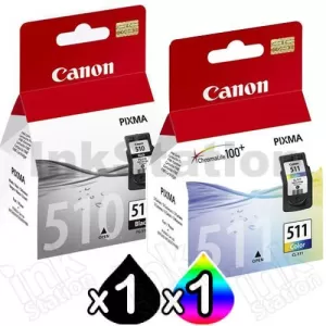 2 Pack Canon PG-510 CL-511 Genuine Ink Cartridges [1BK,1C]